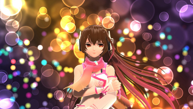 Girl long hair headphones colorful free wallpaper - medium preview image