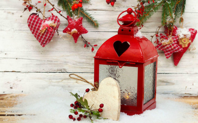 Red lantern heart snow red free wallpaper - medium preview image