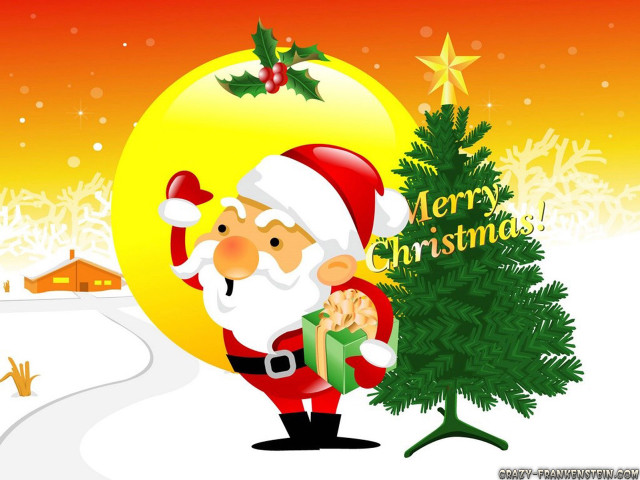 Santa christmas tree snow merry free wallpaper - medium preview image
