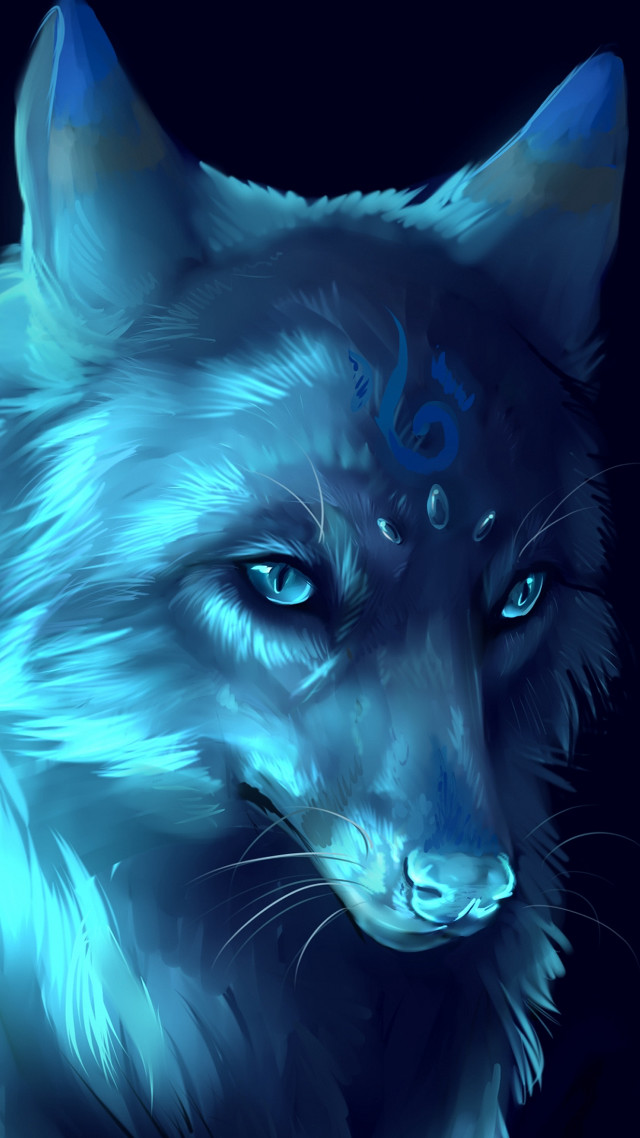 Blue wolf blue background wolf free wallpaper - medium preview image