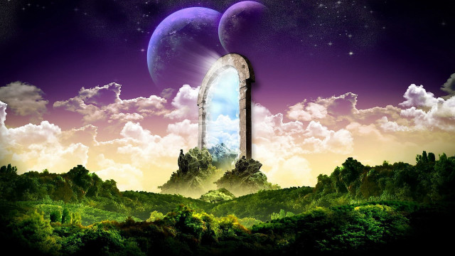 Surreal mirror mountains purple sky free wallpaper - medium preview image