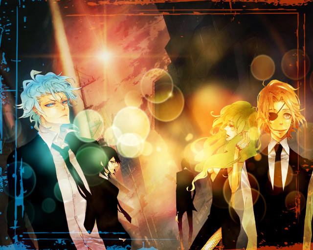 Anime characters group bright background free wallpaper - medium preview image