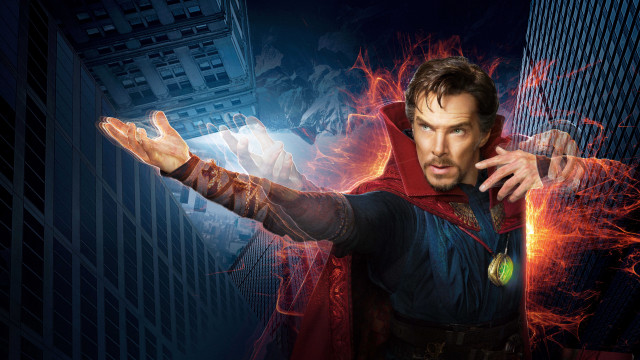 Man red cape hands cityscape free wallpaper - medium preview image