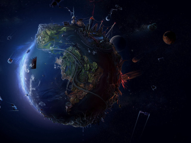 Planet objects sky blue glow free wallpaper - medium preview image