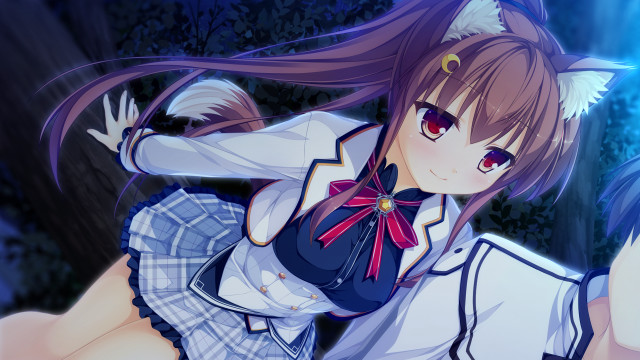 Girl short skirt cat ears free wallpaper for desktop - medium preview image