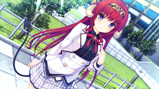 Red haired girl school uniform free wallpaper - medium preview image