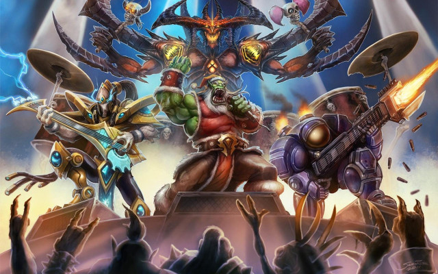 Cartoon characters stage arm raise free wallpaper - medium preview image