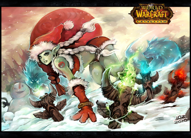 Santa woman fantasy snow magic free wallpaper - medium preview image