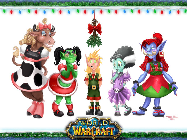 Cartoon characters christmas tree world free wallpaper - medium preview image