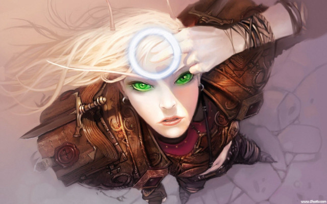 Woman green eyes neck ring free wallpaper for desktop - medium preview image
