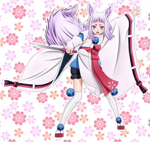 Girl cat ears scarf sword free wallpaper - medium preview image