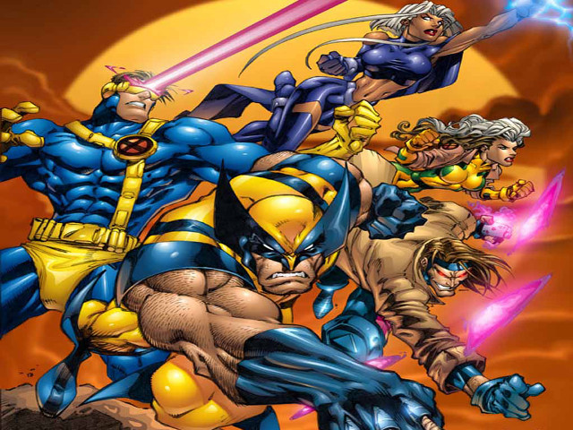 Superheroes fighting giant rock moon free wallpaper - medium preview image