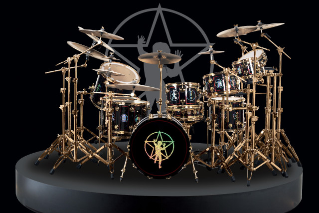 Drum set person pentagram symbol free wallpaper - medium preview image