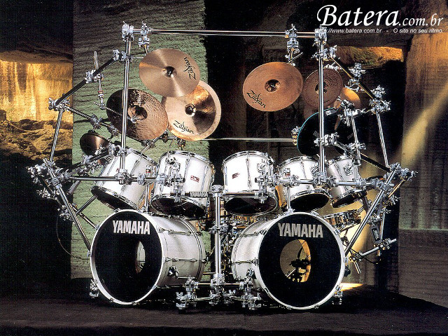 Yamaha drumset cyberpunk city night free wallpaper - medium preview image