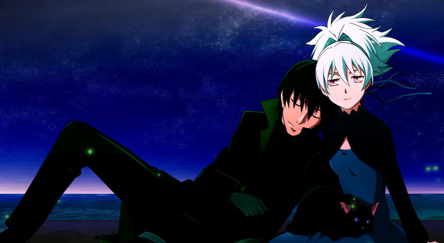 Beach couple stars moon cat free wallpaper - medium preview image