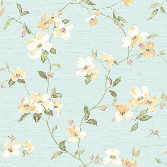 Blue wallpaper yellow white flowers free wallpaper - medium preview image