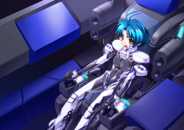 Robot girl blue chair blue free wallpaper - medium preview image