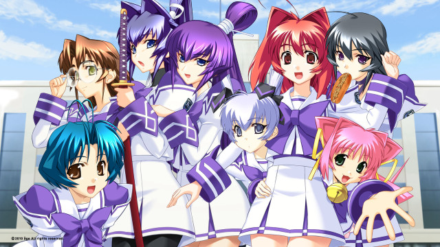 Anime girls group building sky #7 free wallpaper for desktop - medium preview image