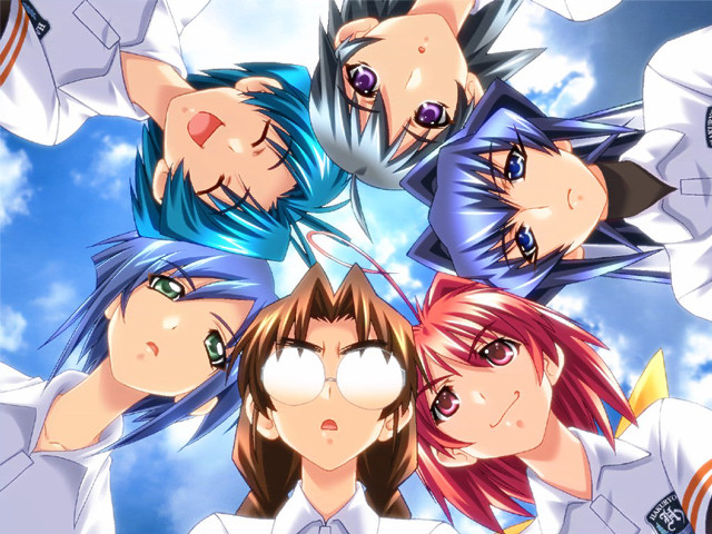 Anime characters circle wind hair free wallpaper - medium preview image
