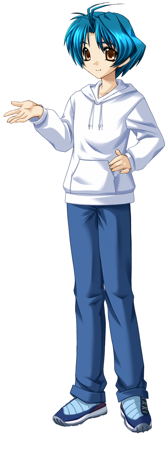 Blue hair white hoodie blue free wallpaper - medium preview image