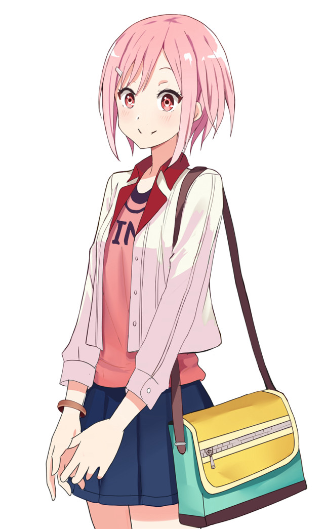 Pink haired girl yellow bag free wallpaper - medium preview image