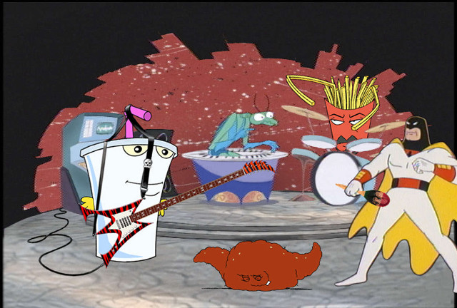 Cartoon band playing stage cat free wallpaper - medium preview image