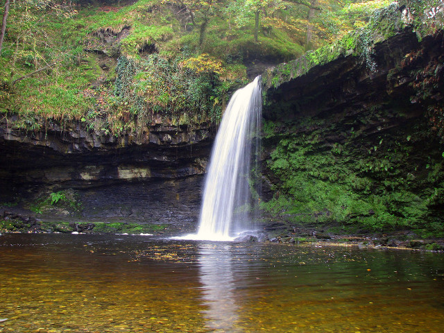 Waterfall cascading forest green foliage free wallpaper - medium preview image
