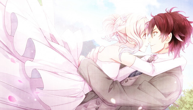 Anime couple hugging blue sky #4 free wallpaper for desktop - medium preview image