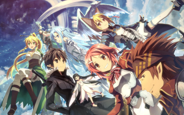 Anime characters cloudy sky stars #2 free wallpaper - medium preview image