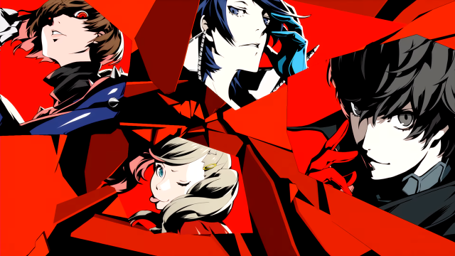 Anime characters red background black free wallpaper - medium preview image