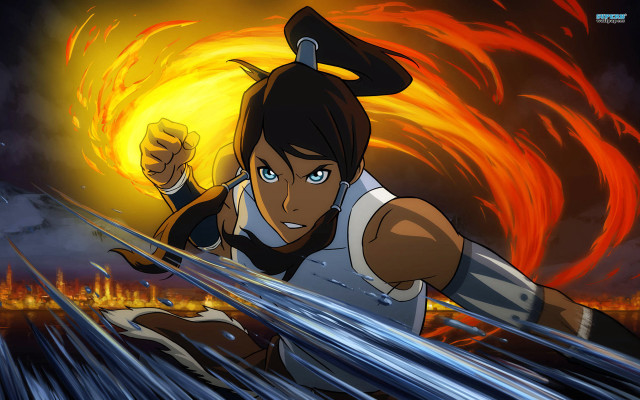 Cartoon character flying sword fire free wallpaper - medium preview image