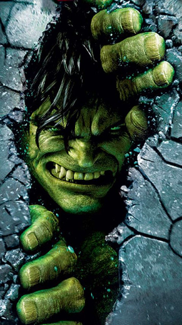 Green hair cracked wall shock free wallpaper - medium preview image