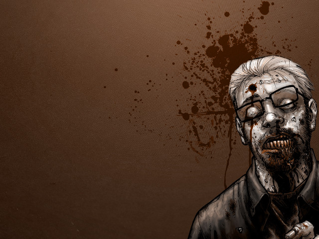 Man white hair glasses blood free wallpaper - medium preview image