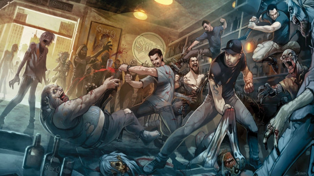 Zombies attacking man clock room free wallpaper - medium preview image