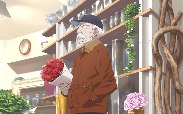 Man holding flowers store shelves free wallpaper - medium preview image