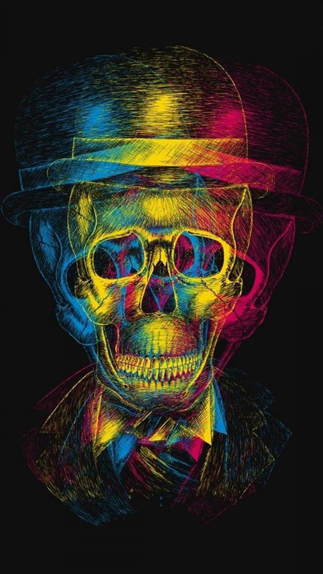 Skeleton hat tie psychedelic silkscreen free wallpaper - medium preview image