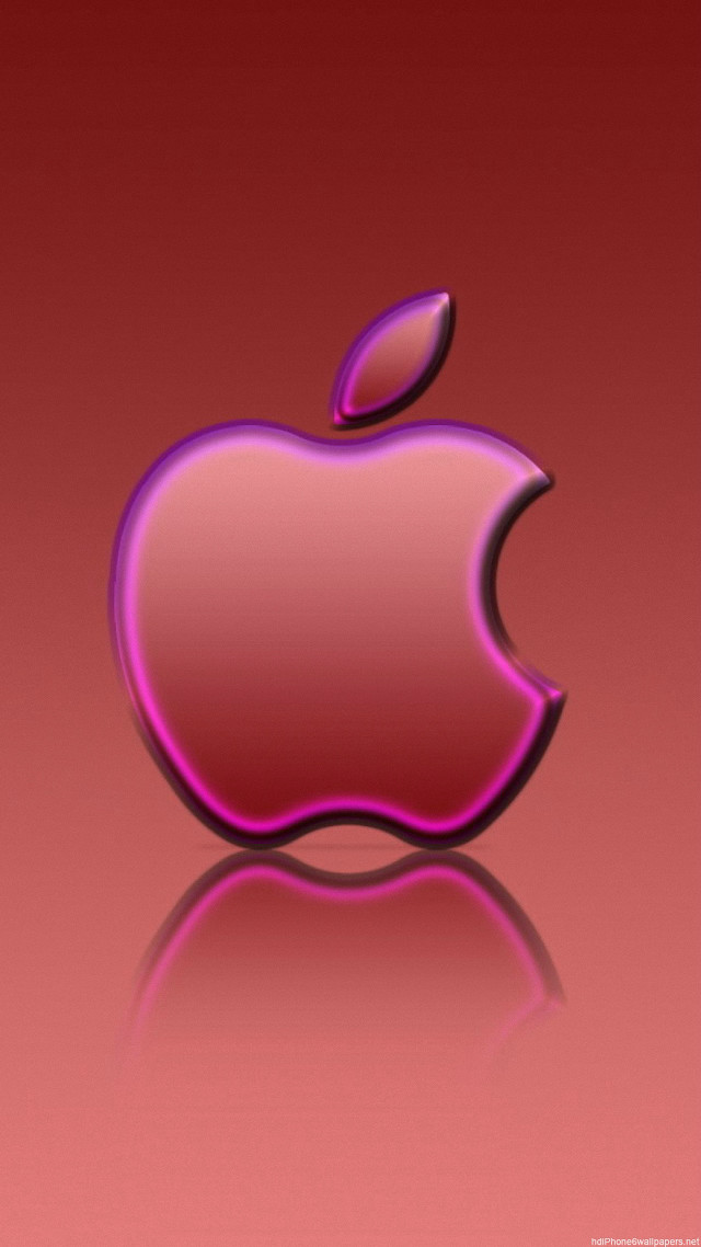 Pink apple logo red background free wallpaper - medium preview image