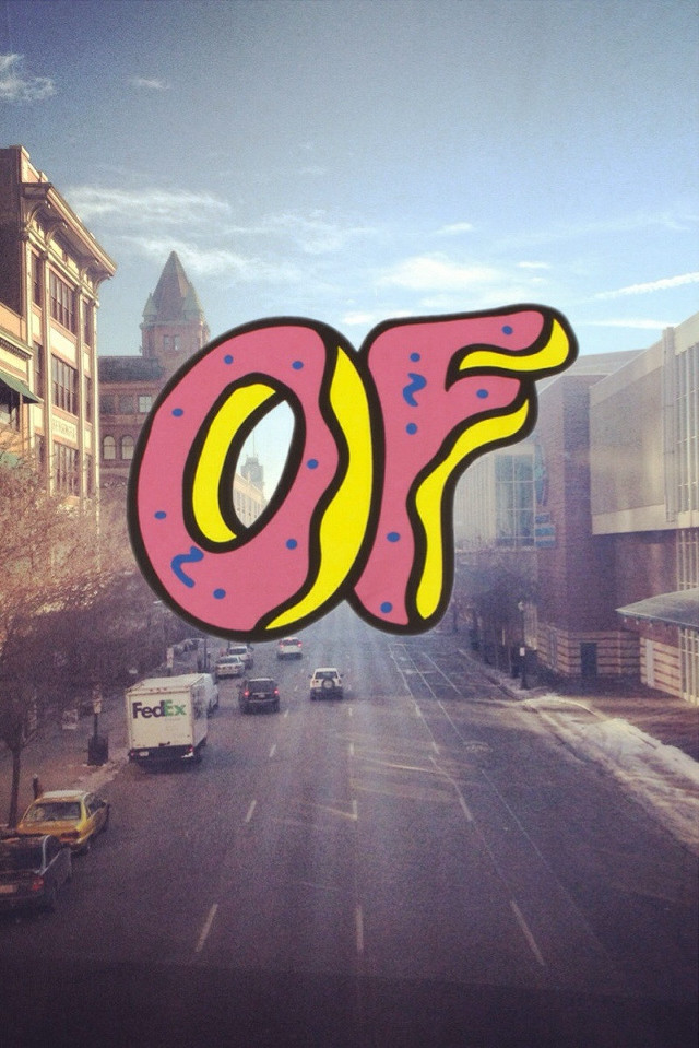 Donut cityscape rainy street buildings free wallpaper - medium preview image