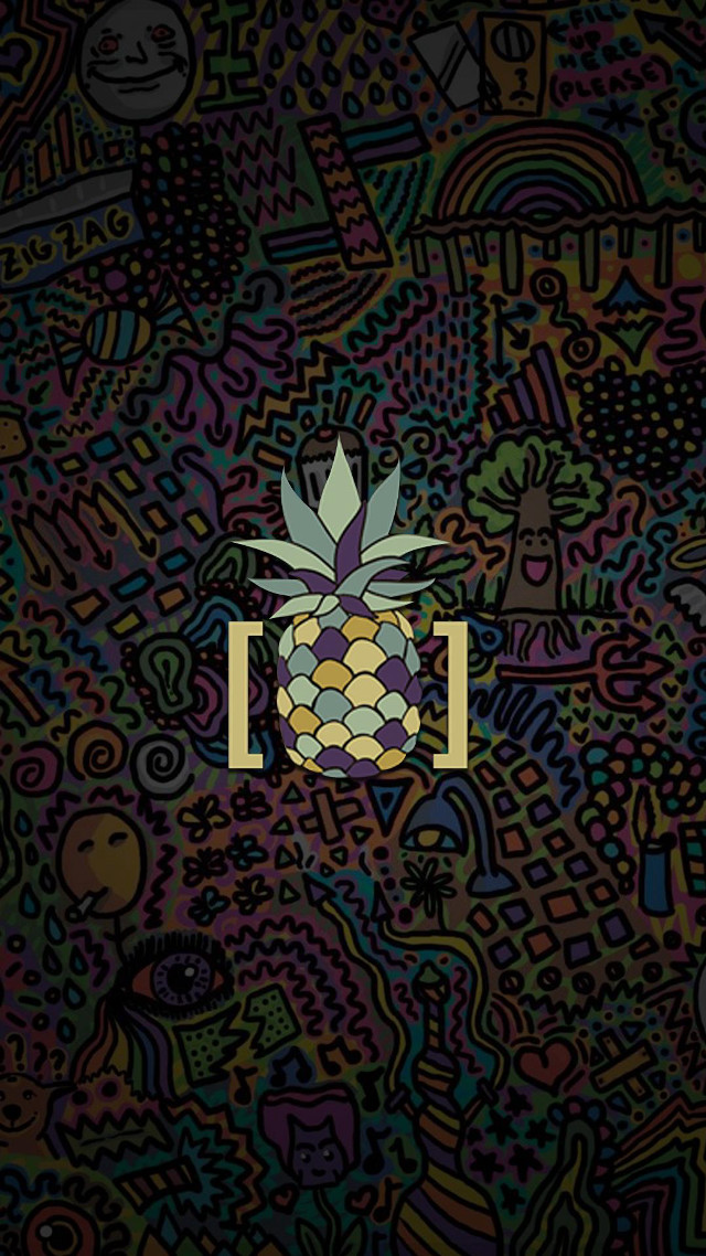 Colorful pineapple yellow frame pattern free wallpaper - medium preview image