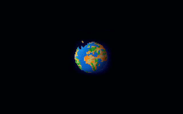 Earth space pixelart blue yellow free wallpaper - medium preview image