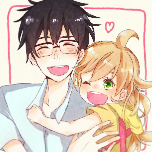 Hugging smiling boys heart manga free wallpaper - medium preview image