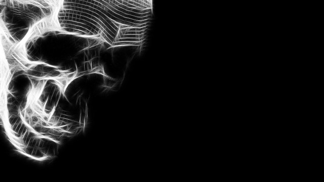 Black white skull long tail free wallpaper - medium preview image