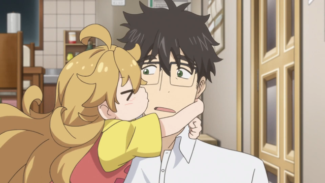Man woman kissing kitchen together free wallpaper - medium preview image