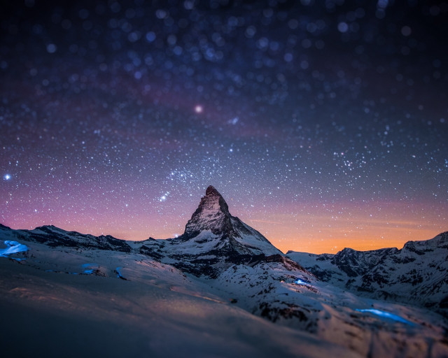 Mountain starry sky night aurora #2 free wallpaper - medium preview image
