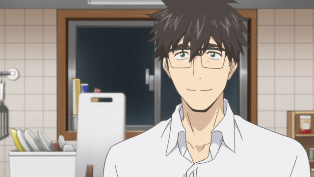 Man glasses kitchen refrigerator smile free wallpaper - medium preview image
