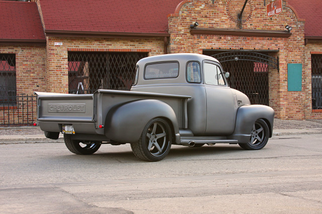 Silver truck brick building red free wallpaper - medium preview image