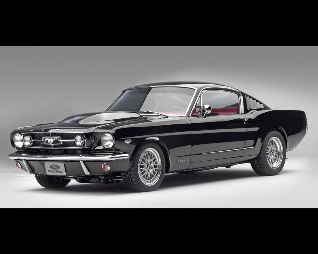 Black mustang red stripe hood free wallpaper - medium preview image