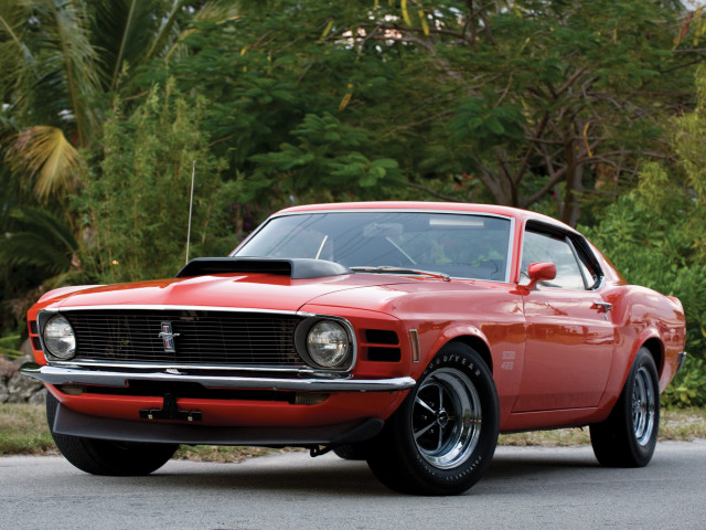 Red mustang car forest road free wallpaper - medium preview image