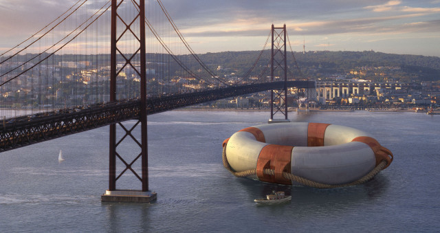 Raft water bridge city background free wallpaper - medium preview image