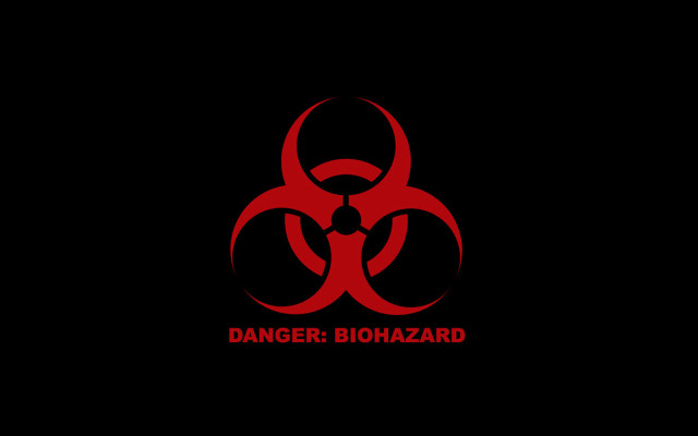Red biohazard sign black background free wallpaper - medium preview image